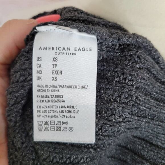 American Eagle Knit Striped Gray Sweater XS - Picture 5 of 5